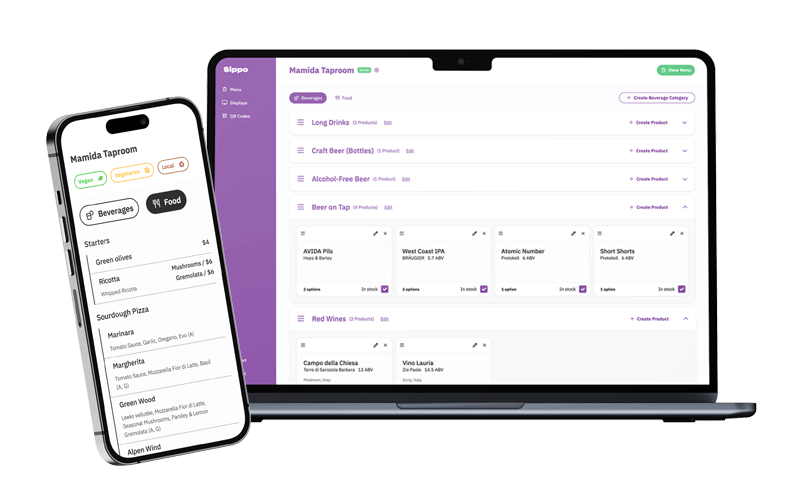 Digital beer menu software